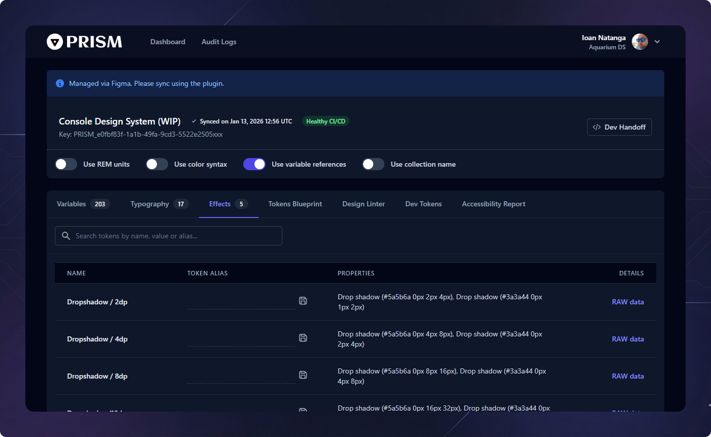 Prism Dashboard Overview