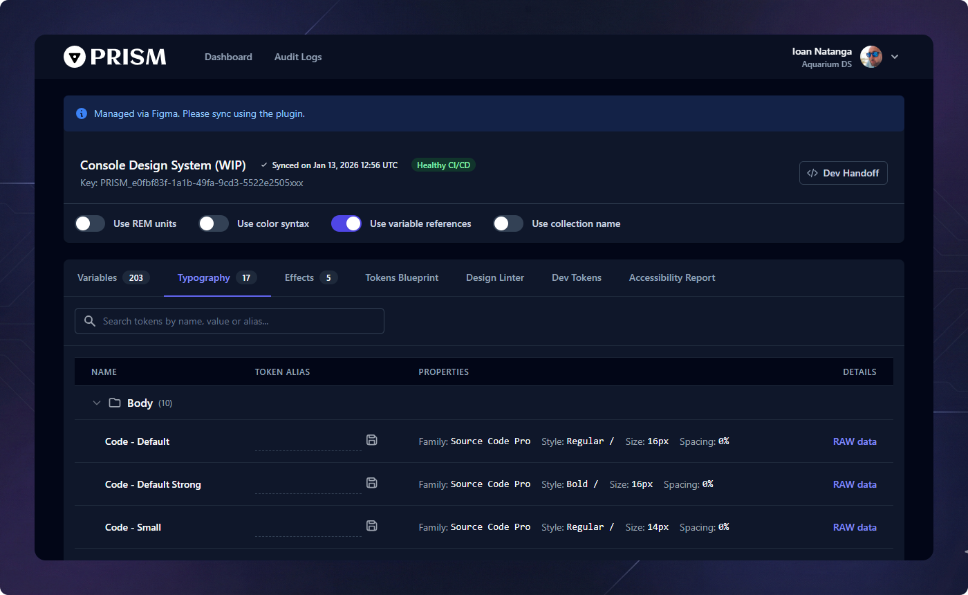 Prism Dashboard Overview