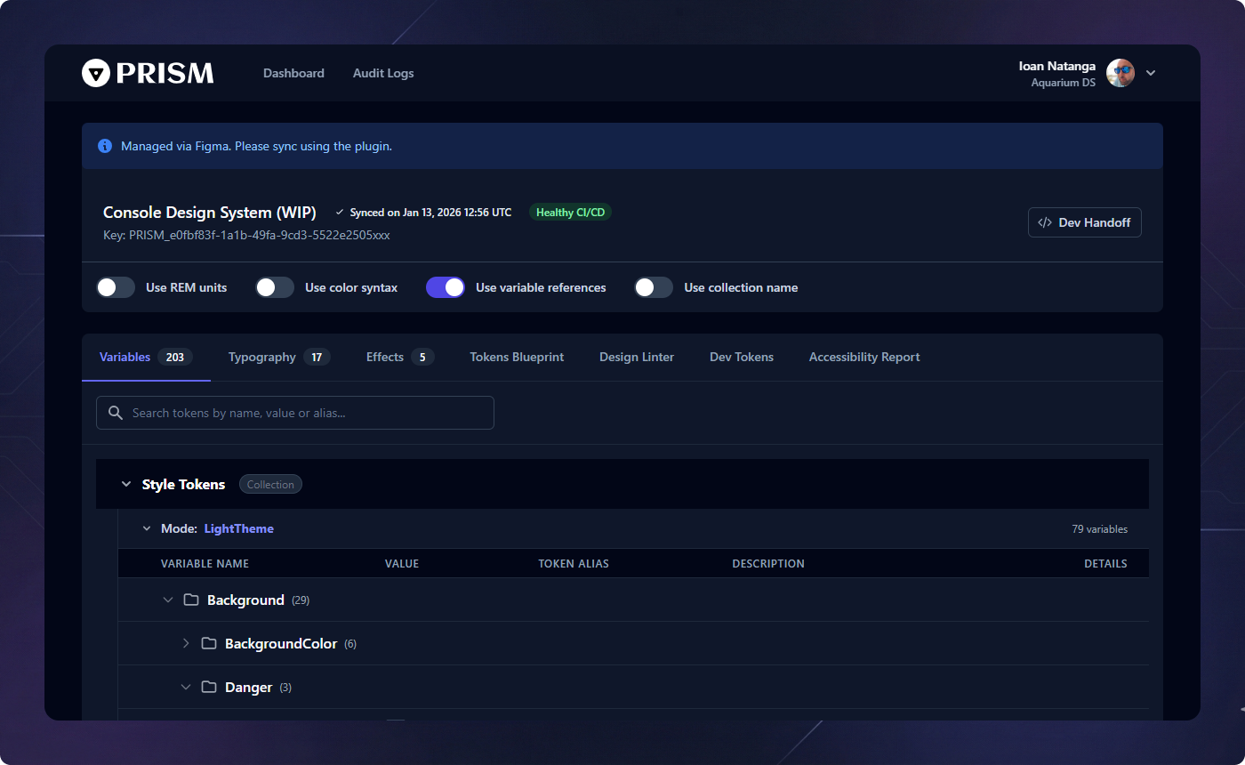 Prism Dashboard Overview
